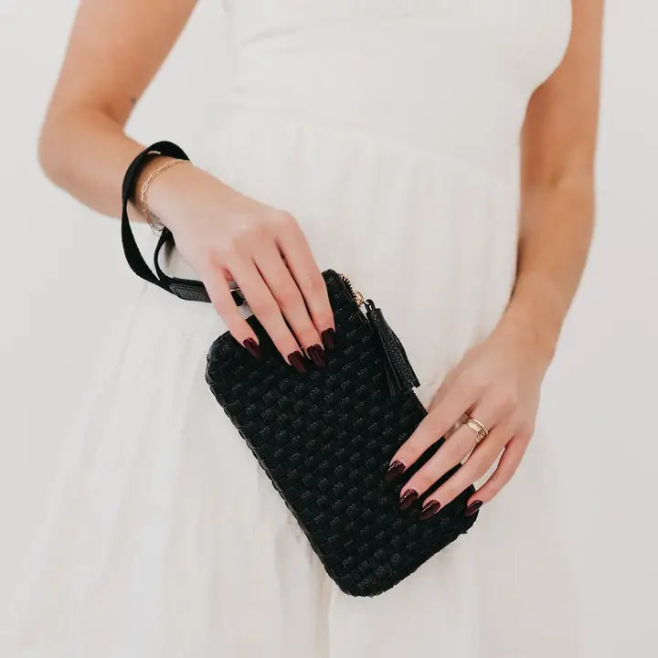 Braided Belle Clutch Wristlet In Black