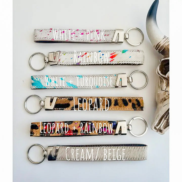Leopard Western Hair On Cowhide Keychain