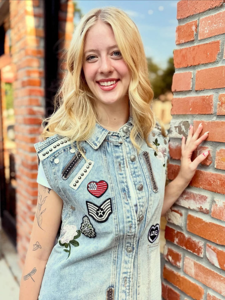 POL Janice Denim Patch Vest