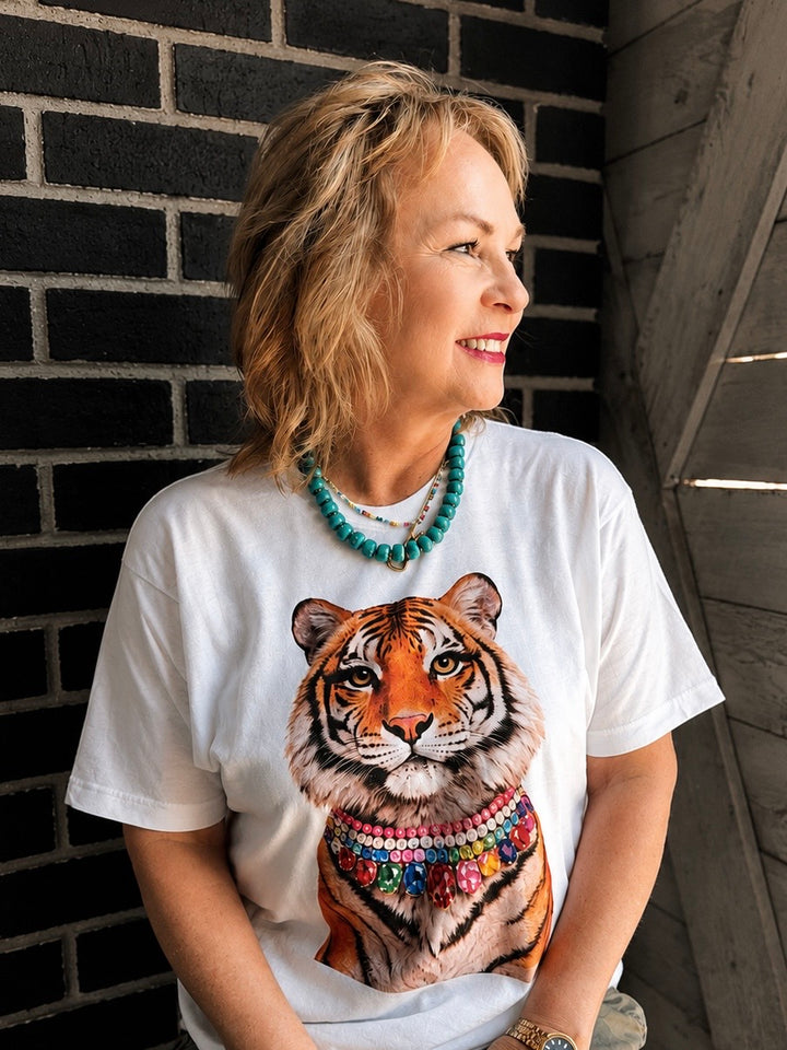 Jeweled Collar Tiger Classic Crew