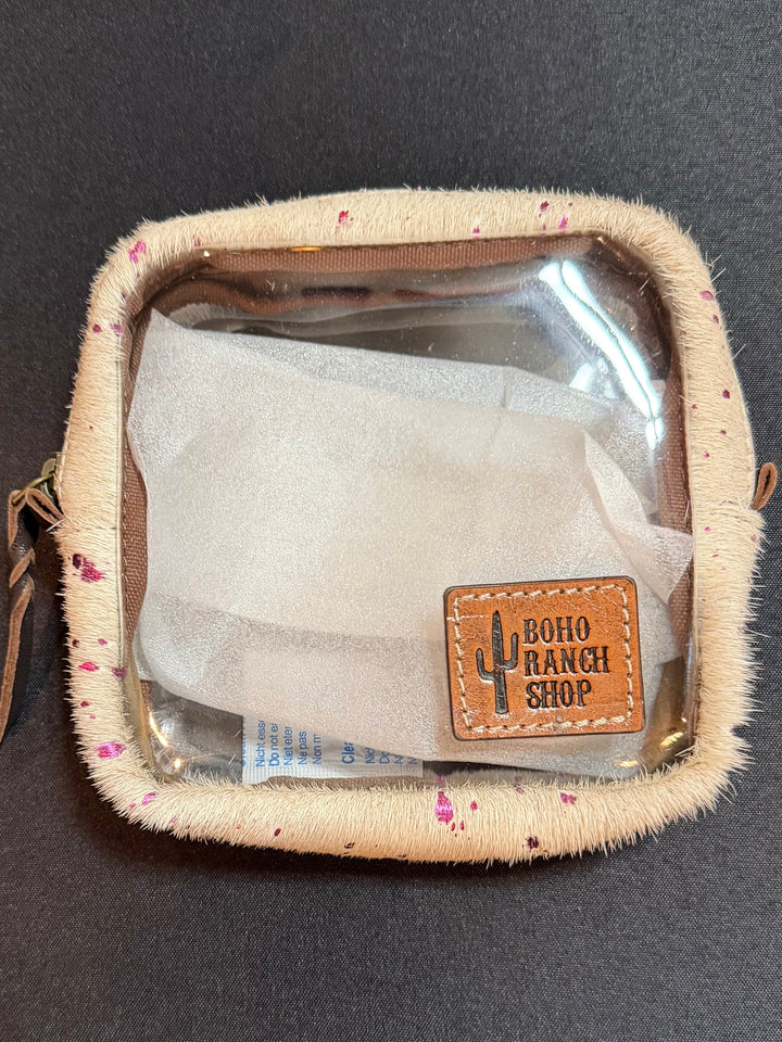 Cowhide Cosmetic Clear Case - Toiletry Makeup Travel Bag