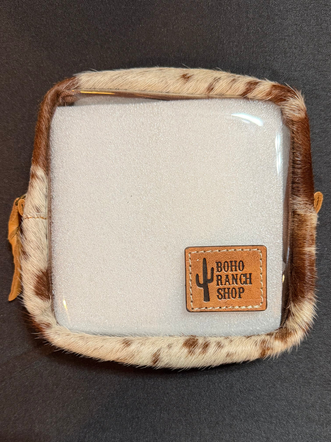 Cowhide Cosmetic Clear Case - Toiletry Makeup Travel Bag