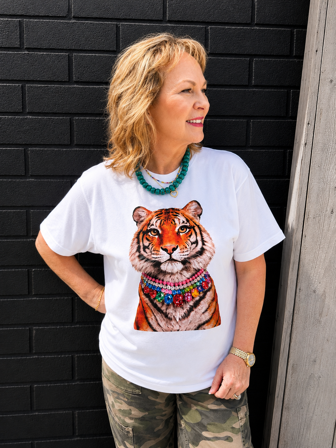 Jeweled Collar Tiger Classic Crew
