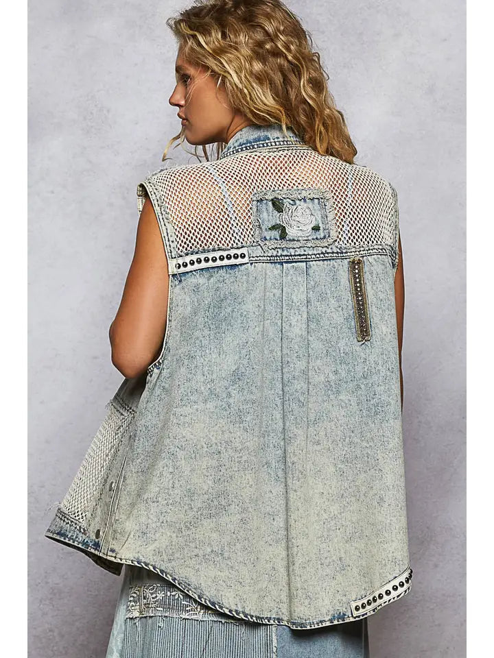 POL Janice Denim Patch Vest
