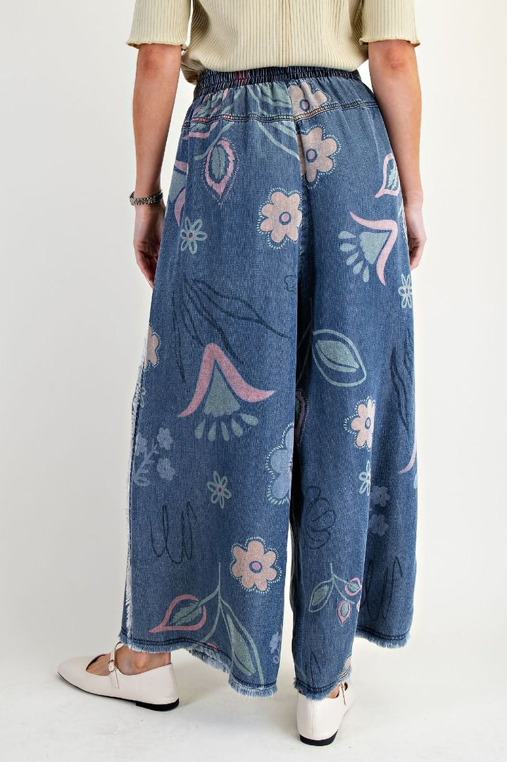 EASEL Francesca’s Floral Denim Pants