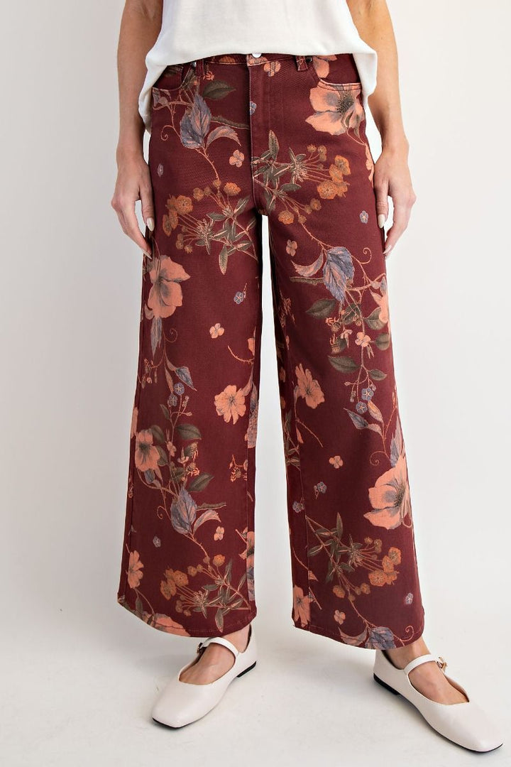 EASEL Maribel Botanical Twill Pants