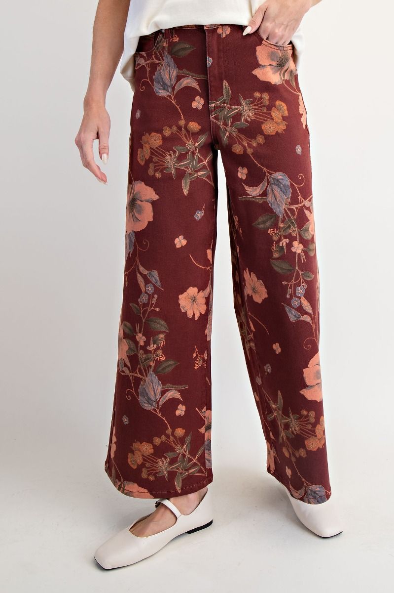 EASEL Maribel Botanical Twill Pants