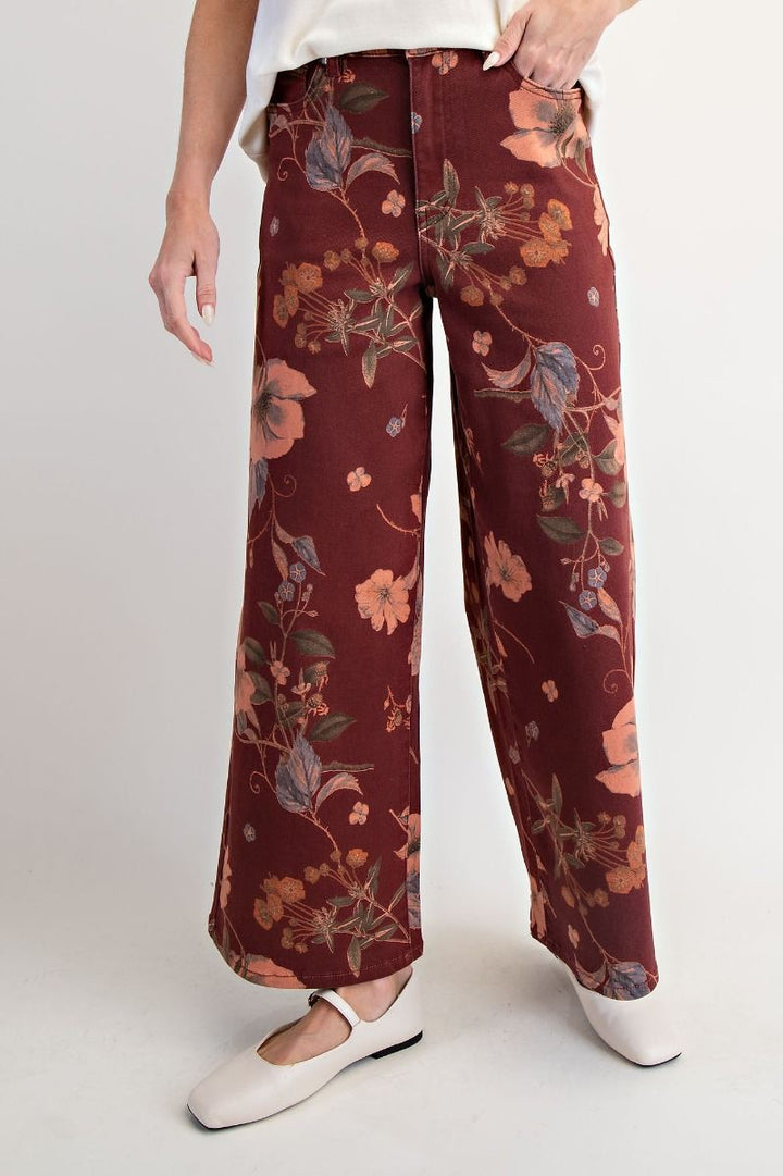 EASEL Maribel Botanical Twill Pants