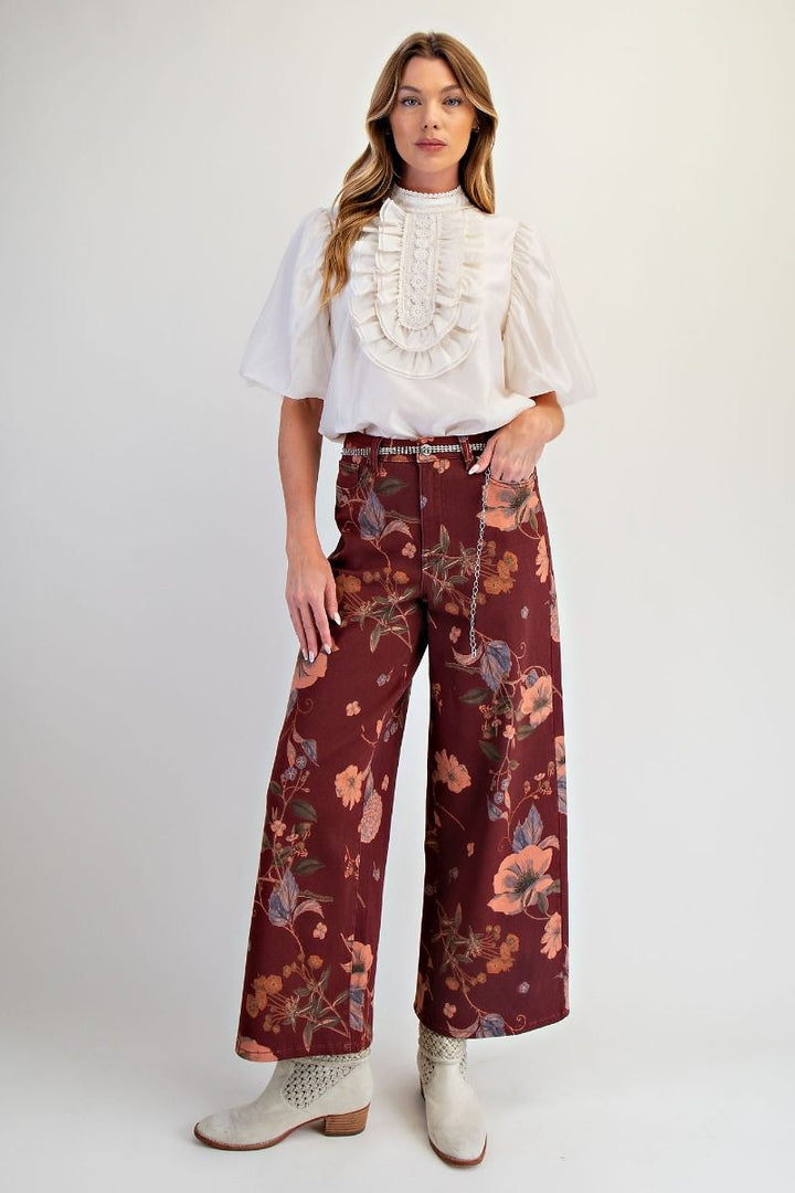 EASEL Maribel Botanical Twill Pants