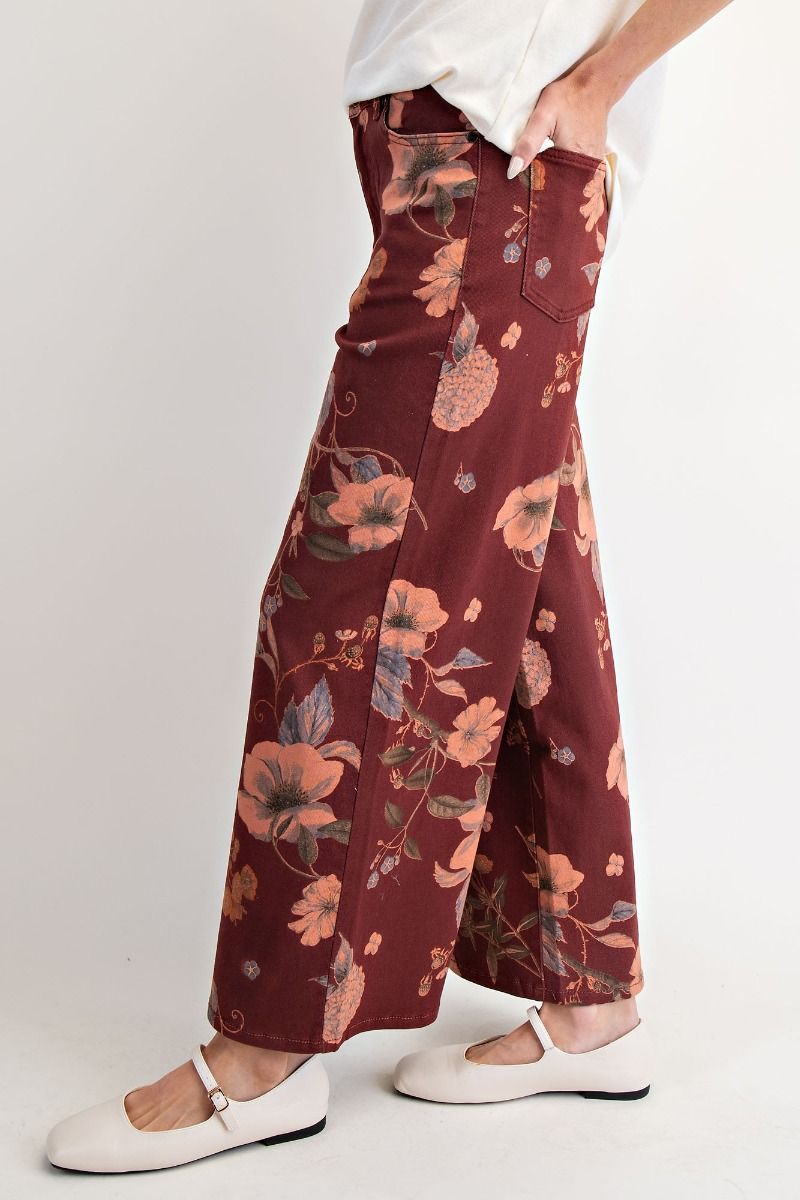 EASEL Maribel Botanical Twill Pants
