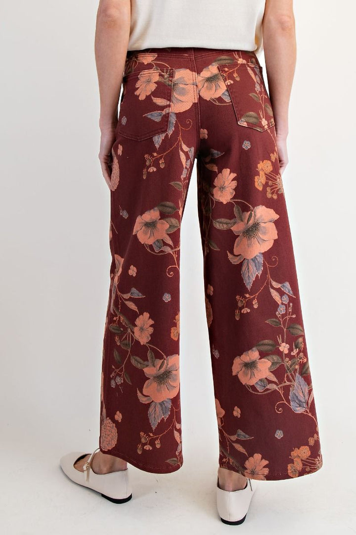 EASEL Maribel Botanical Twill Pants