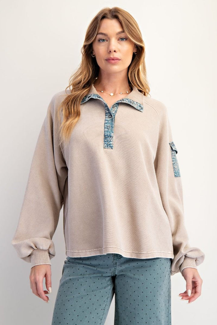 EASEL Isla Mineral-Wash Pullover