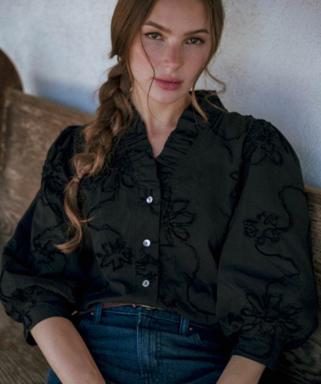 Black Textured Blouse