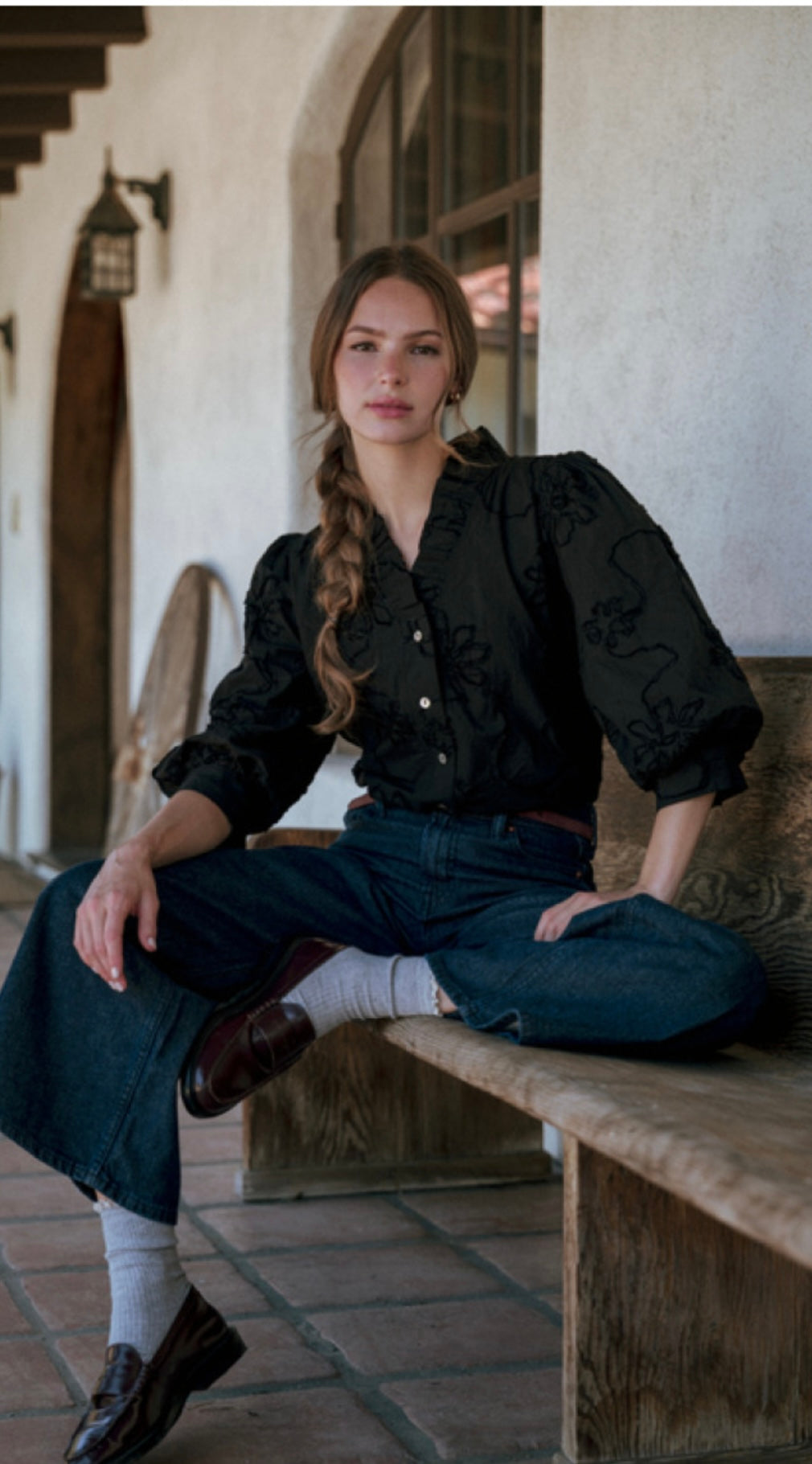 Black Textured Blouse