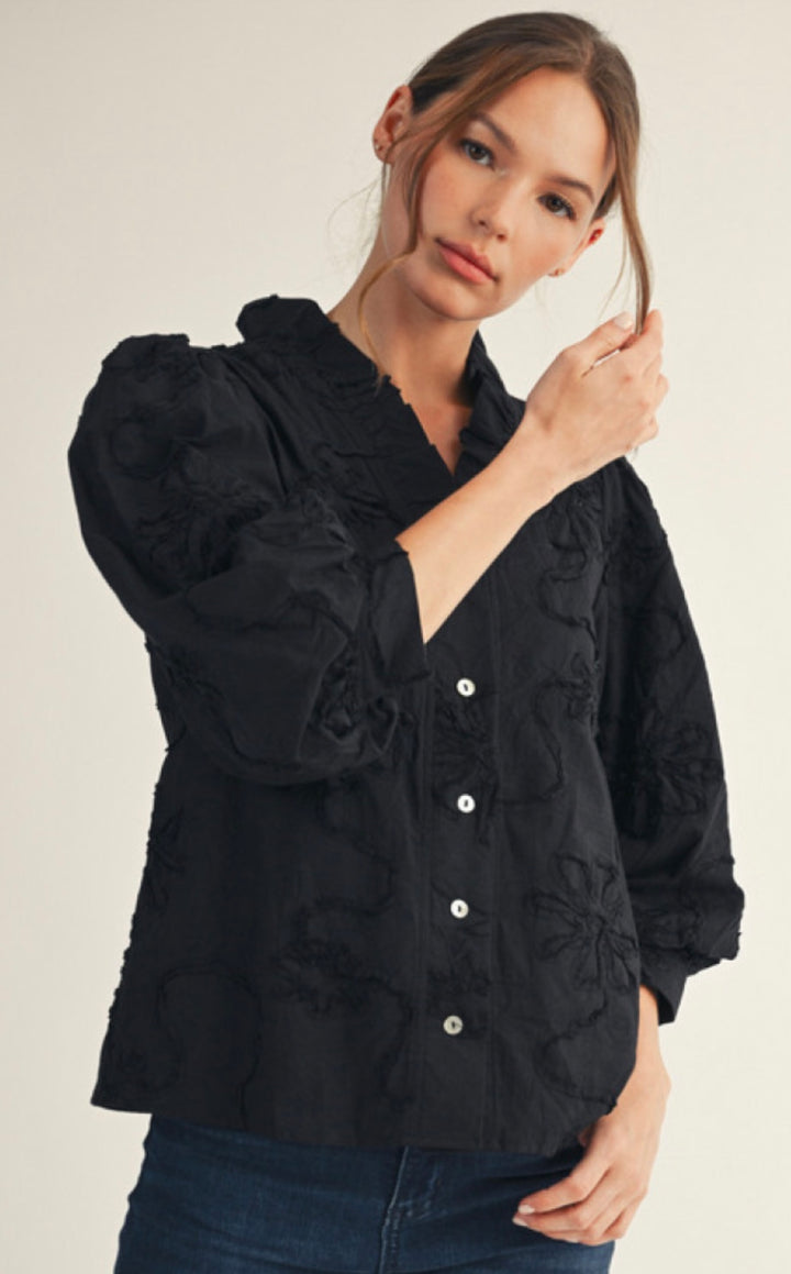 Black Textured Blouse