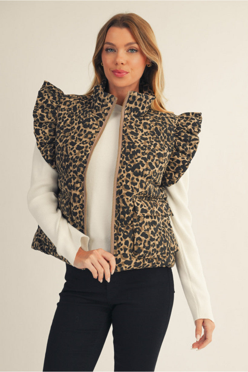 JODIFL Valencia Ruffle-Trim Quilted Vest