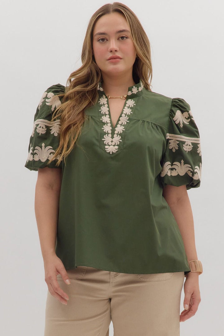 ENTRO Petal Sleeve Pullover Top