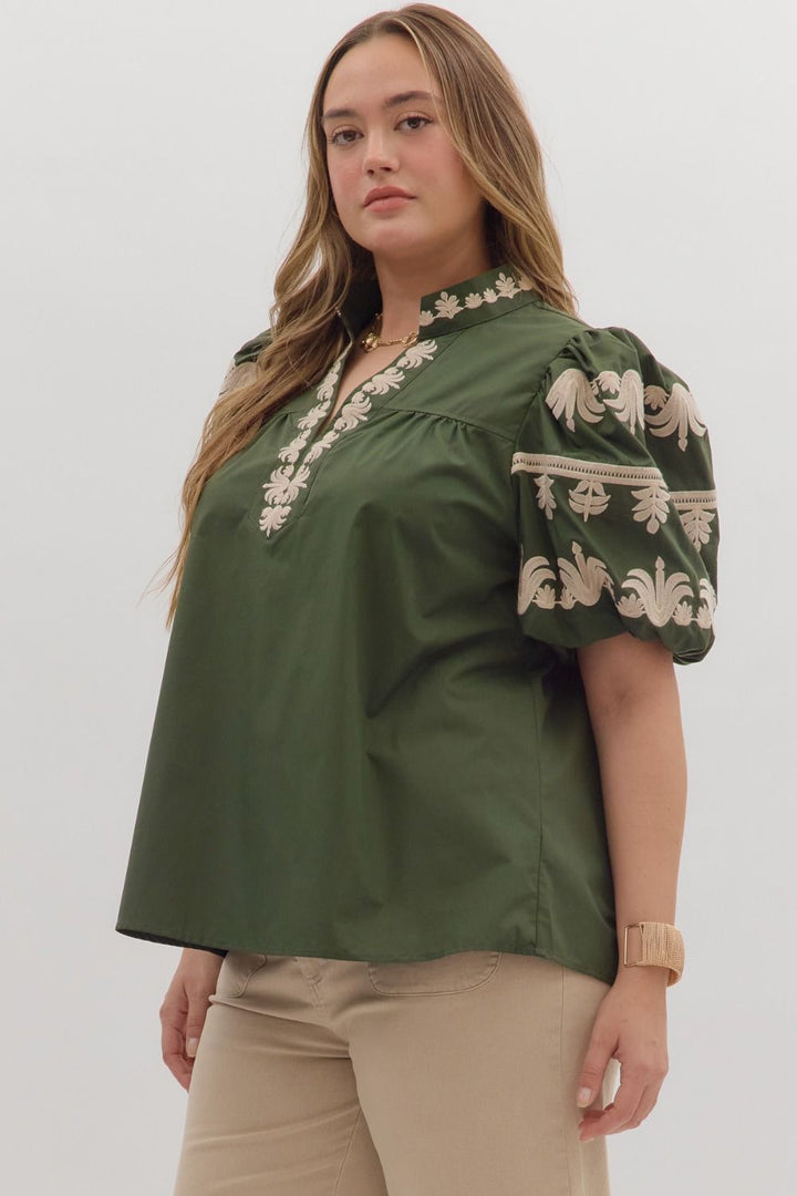 ENTRO Petal Sleeve Pullover Top